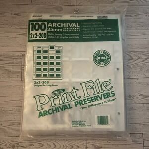 Print File 100 Pack 2x2-20B Archival 35mm Slide Preservers Heavy Duty 8 Mil
